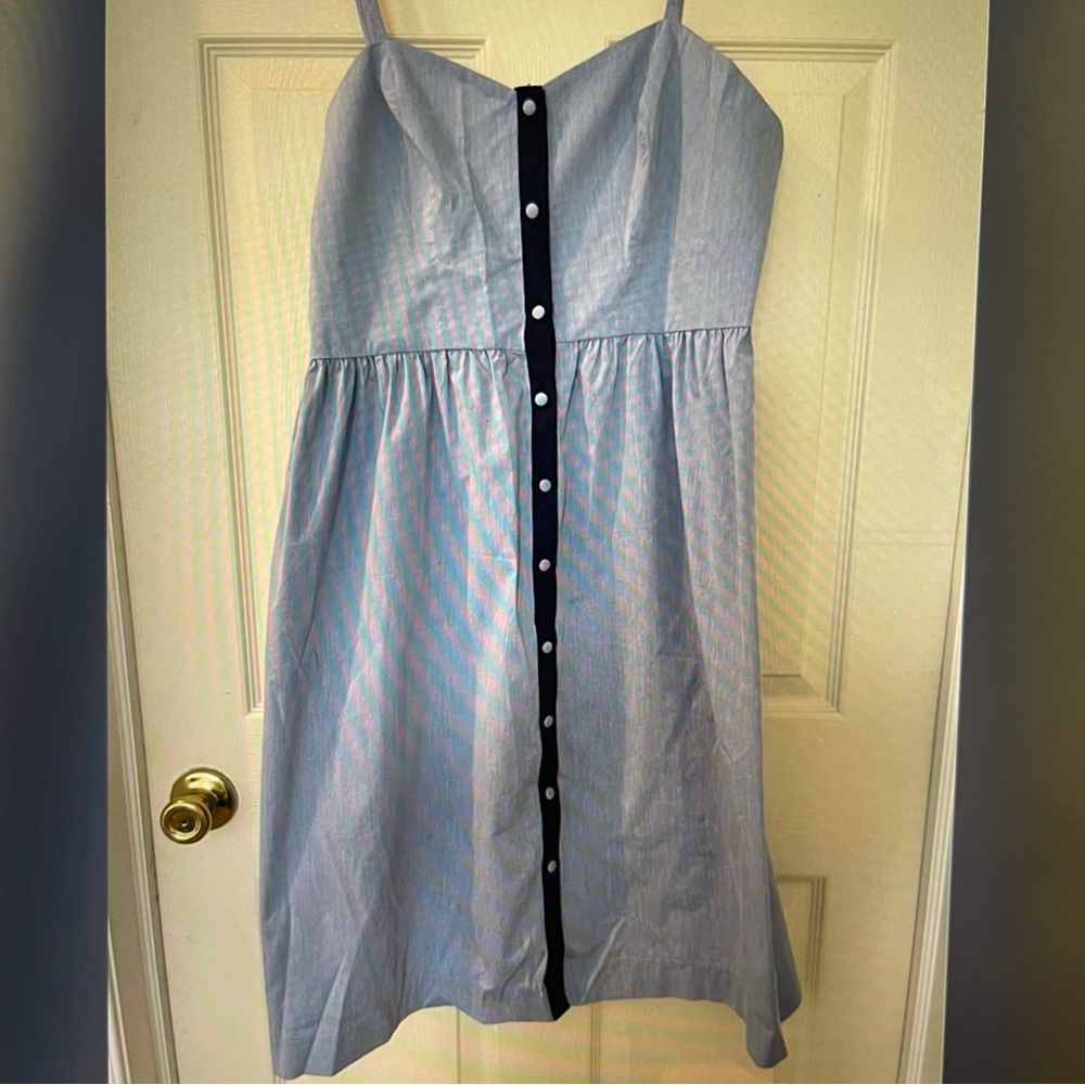 Paper Crown blue summer chambray a line dress